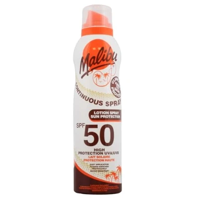 Image of Malibu Sun SPF 50 Continuous Lotion Spray Sunscreen, High Protection, Vitamin Enriched, Water Resistant, 175ml