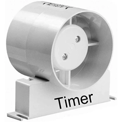 Image of Manrose ID Inline Fan Standard or Timer Model Bathroom Extractor 4&quot; 5&quot; 6&quot; (ID100T (Timer Model))