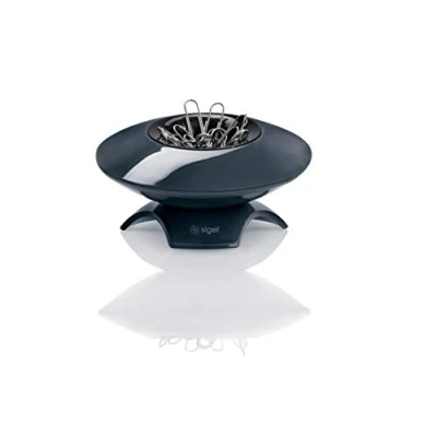 Image of SIGEL SA161 Paper Clip Dispenser, Ø 9.5 x 5.5 cm, Dark Grey