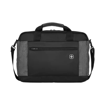 Image of Wenger 601057 Underground 16 Inch Laptop Briefcase, Padded Compartment with iPad/Tablet/eReader Pocket in Black/Grey (12 Litres), 40 cm