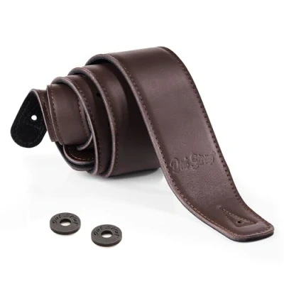 Image of Dat Strap Dark Brown Leather Guitar 100% Handmade Adjustable Real Padded Layer for Comfort Extra Long Electric, Acoustic, Bass and Classical