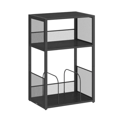 Image of VASAGLE Record Player Stand, 3 Tier Side Table, Vinyl Storage up to 100 Albums, End Table for Living Room, Bedroom, Ebony Black LET275B01