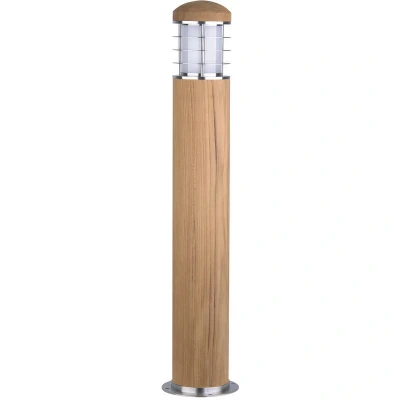 Image of Poole 1 Light Outdoor Bollard Stainless Steel, Teak IP55, E27