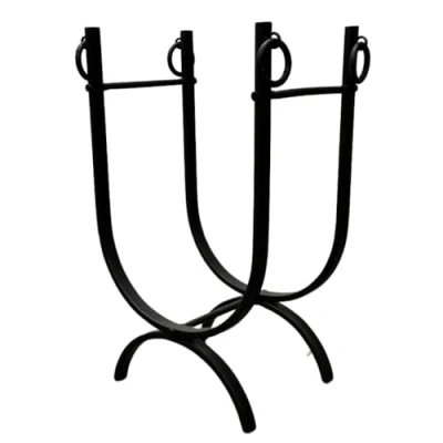 Image of Trendi Fireplace Log Rack Tools Wrought Iron Firewood Holders Indoor Wood Stove Outdoor Heavy Duty Stacking Storage Kit for Tool (Design 1)