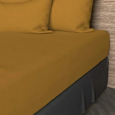 Image of Soleil d&#039;ocre, Fitted Sheet, Cotton, 57 Threads, Yellow, 90 x 190 cm