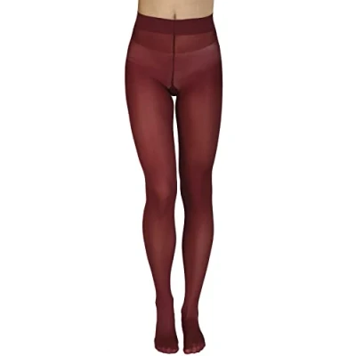 Image of Annes styling Plain Womens Tights 40 Denier Matt Semi opaque Microfiber Classic Pantyhose Zarra, Bordeaux M