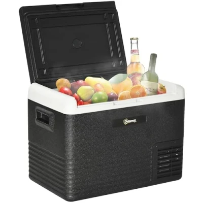 Image of Outsunny 40L Car Refrigerator, Portable Compressor Fridge Freezer, Electric Cooler Box with 12/24V DC and 110 240V AC for Camping, Driving, Picnic, Down to 20℃