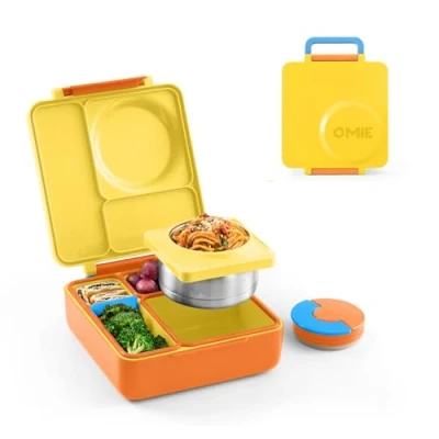 Image of Omie 66FC09 OmieBox Kids Bento Lunch Box, Plastic, Sunshine