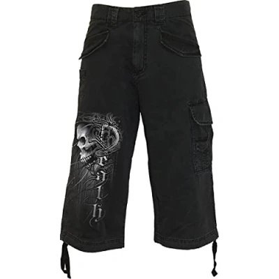 Image of Spiral Death Forever Vintage Cargo Shorts 3/4 Long Black S