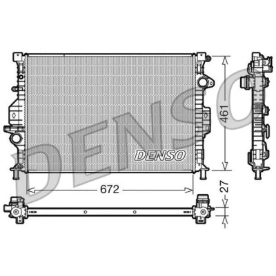 Image of LR000583, LR002641, LR006714, LR006715, LR039530 Engine radiator DENSO DRM10069 Aluminium 672mm 461mm 27mm FORD: FOCUS 3, C Max 2, Galaxy Mk2 MPV