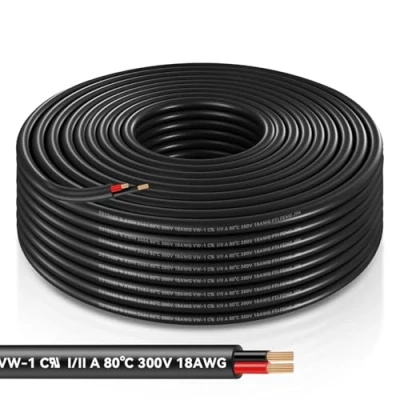 Image of 18 AWG Electric Wire 15 Metres, 2 Core Cable Flexible Copper High Temperature Resistance 5V/12V/24V Power x 0.75 mm² Extension for LED Lighting Car