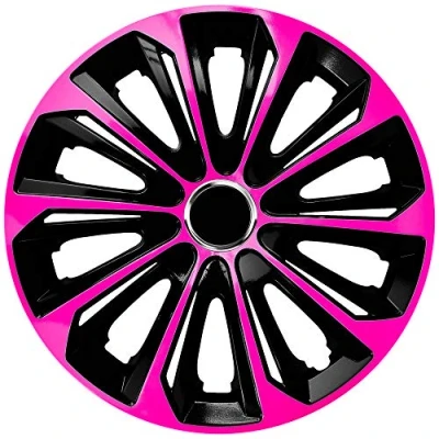 Image of 4 x Hub Caps Black Pink 16 inch Extra Strong NRM, Wheel Covers Set of inches