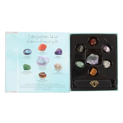 Image of Manifestation Crystal Gift Set Labradorite, Carnelian, Amethyst Attract Abundance &amp; Good Fortune Mindful Frog Wellbeing Gifts Healing Stones