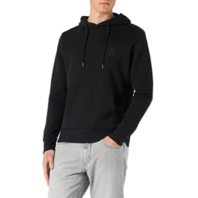 Image of JACK &amp; JONES Men&#039;s Jjebasic Logo Sweat Hood Noos Sweatshirt, Black, S
