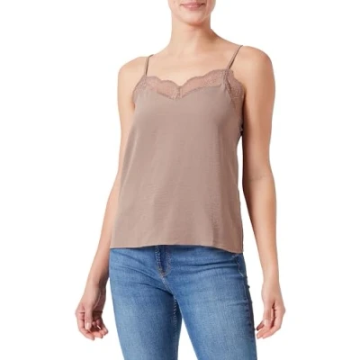 Image of PIECES Women&#039;s Pctiffany Strap Lace Top Noos Bc, Fossil, S