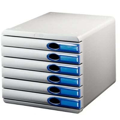 Image of Leitz 6 A4 Drawer Cabinet, Organiser, Allura Range, Grey/Crystal Blue