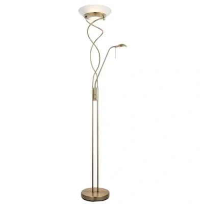 Image of Monaco Mother and Child Floor Lamp Antique Brass, Opal Glass, G9