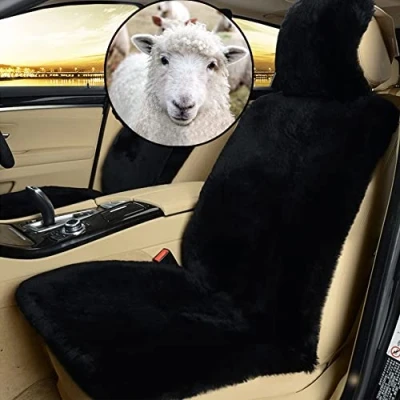 Image of Altlue Real Genuine Sheepskin Car Seat Covers For Cars SUV Trucks Van Motorhome Front Seats Fluffy Authentic Universal (1 Piece)
