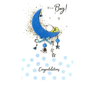 Image of Birth of Your Baby Boy Greeting Card Hand Finished Champagne Range Cards JGS630