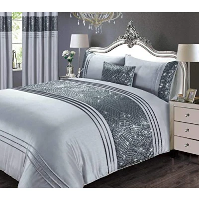 Image of Rapport Sequin Duvet Cover Bed Set, Grey, Single