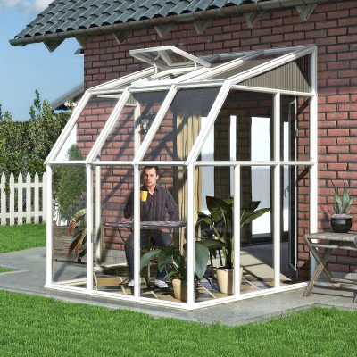 Image of 6&#039;x6&#039; Palram Canopia Rion White Lean to Sun Room (1.8x1.8m)
