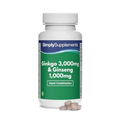 Image of Ginseng &amp; Ginkgo Biloba Tablets Ultra High Strength Formula Vegan Vegetarian Friendly Popular Supplement for Supporting Vitality and Mental Performance 360 Manufactured in The UK