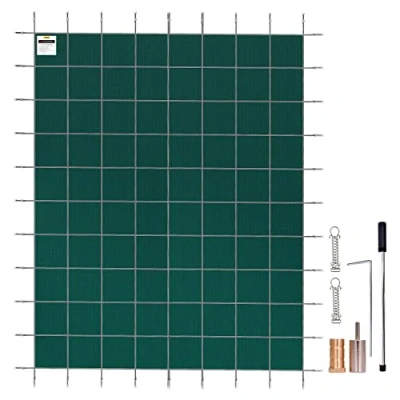 Image of VEVOR Inground Pool Safety Cover, 20 ft x 42 Rectangular Winter Triple Stitched, High Strength Mesh PP Material with Good Rain Permeability, Installation Hardware Included, Green