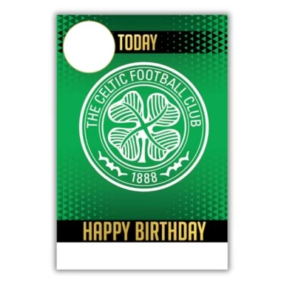 Image of Celtic Football Club Birthday Card. Comes with Stickers to Personalise your Age and Name, Green