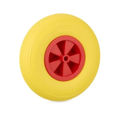 Image of Wheelbarrow Wheel, 3.50 6, Solid Rubber Plastic Rim, Spare Truck Tyre, Puncture proof, 100 kg, Yellow/Red Relaxdays