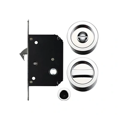 Image of Sliding Pocket Door Bathroom Privacy Lock Set (Polished Chrome)