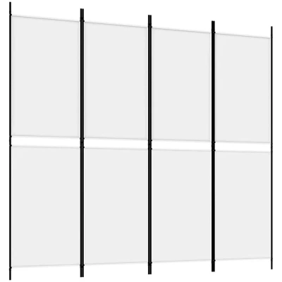 Image of vidaXL 4 Panel Room Divider White 200x180 cm Fabric