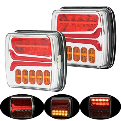 Image of DARKGUARD Led Rear Trailer Lights 12/24V 4 Function 2pcs Tail for RV Caravan Van Lorry Waterproof ECE Approval