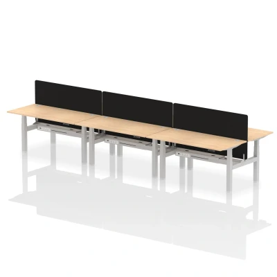 Image of Air B2B 1600x800mm Adjustable 6P Bench Desk CP Maple/Silver + Screen