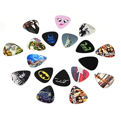 Image of Alnicov 200 Pcs Classic Style Guitar Cool Picks Plectrums Pick Holder for Acoustic Bass Electric Guitarpicks(Random Style)