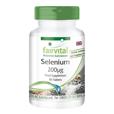 Image of Fairvital Selenium 200mcg from Yeast Bulk Pack for 3 Months HIGH Dosage Vegan 90 Tablets