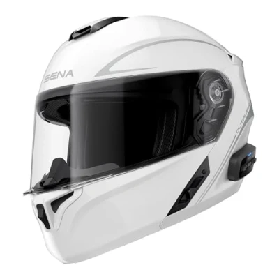 Image of Sena Outrush R Bluetooth Modular Motorcycle Helmet with Intercom System (Gloss White, L)