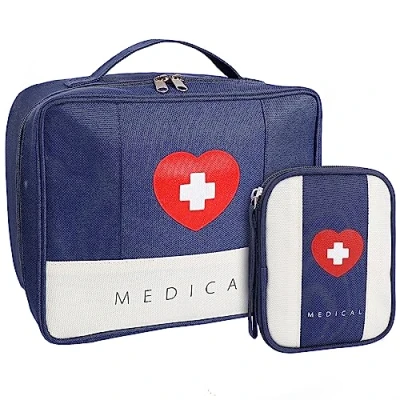 Image of Romon 2 Pieces Travel First Aid Bag, Waterproof Empty Kit, High Capacity Portable Sports Medical Kit for Office Home Outdoor