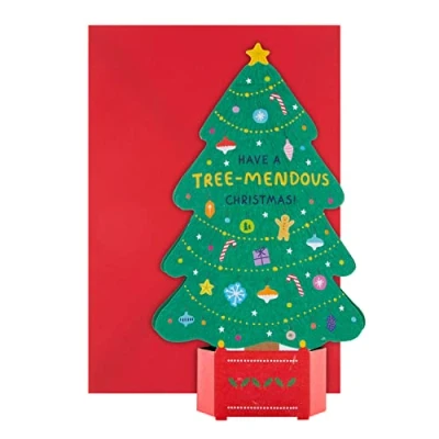 Image of Hallmark Open Christmas Card Contemporary 3D Pop Up Tree Design