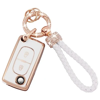 Image of Koaudb TPU Car Key Cover Cases Keychain Compatible with 2 Button Peugeot 107 207 307 307S 308 407 607 807 3008 5008 Citroen C2 C3 C4 C5 C6 C8 Xsara Flip Folding Shell Case Fob (Pgt 2F)