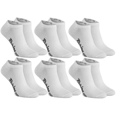 Image of Rainbow Socks Women Men Cotton Sneaker Low Cut 6 Pairs White Size 6,5 8