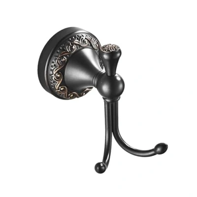 Image of PEONYBATH Antique Bronze Brass Bath Towel Hooks, Wall Mounted Bathroom Hardware Accessories,Pattern Carving Design