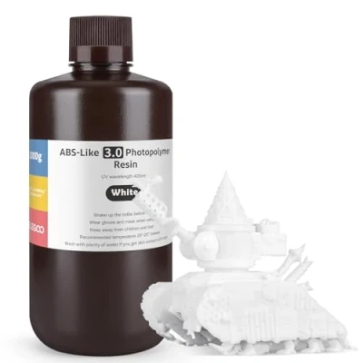 Image of ELEGOO Upgraded ABS Like Resin 3.0, 405nm UV Curing 3D Printer with Higher Precision and lower Shrinkage, Enhanced Strength Toughness Photopolymer for LCD White 1KG