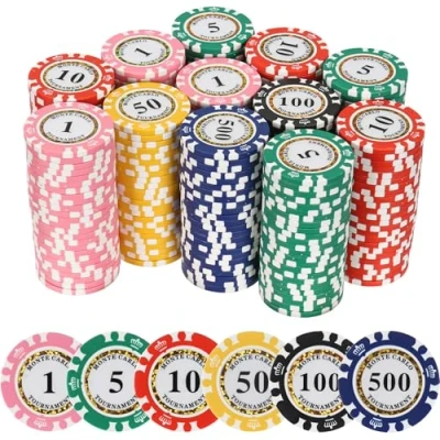 Image of LUOBAO Premium Numbered Poker Chips for Card Board Game,for Texas Hold&#039;em, Blackjack,Card Club or Late Night Games