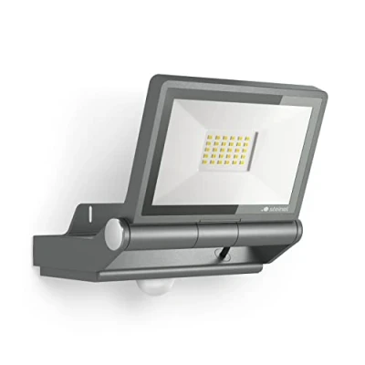 Image of STEINEL LED Floodlight XLED PRO ONE S Anthracite, 18.4 W Security Light, 2204 lm Spotlight, 240 Motion Detector, 3000 K Yard Wall Light