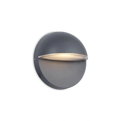 Image of Circular Outdoor 4000K LED Wall Light 9W Grey Kosnic Haldon
