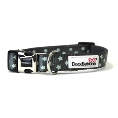 Image of Doodlebone Padded Collar, Grey Stars Glow in the Dark, 3 6