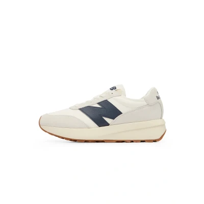 Image of New Balance U370 Unisex Trainers, Size: 5, White blue Leather and textile
