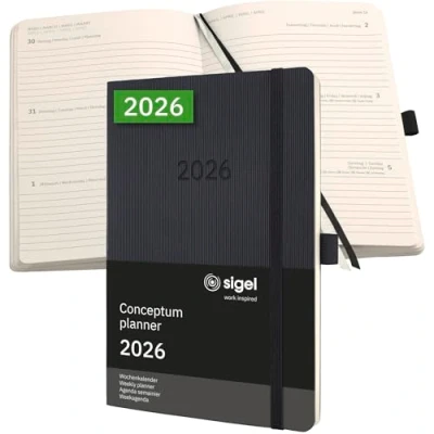 Image of Sigel Conceptum Diary 2026 A5 Week to View Black C2622