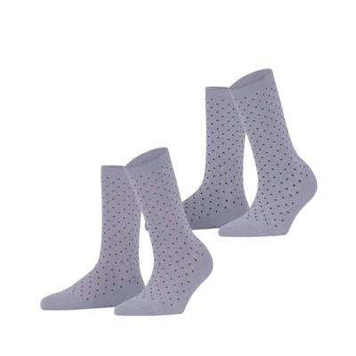Image of ESPRIT Women&#039;s Fine Dot 2 Pack W SO Cotton Patterned Pairs Socks, Blue (Blue Fog 6850), 5.5 8 (Pack of 2)