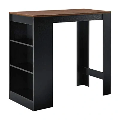 Image of [en.casa] Bar table Kouvola 110 x 50 103 cm with integrated 3 compartment house High counter Kitchen Bistro Black/walnut look